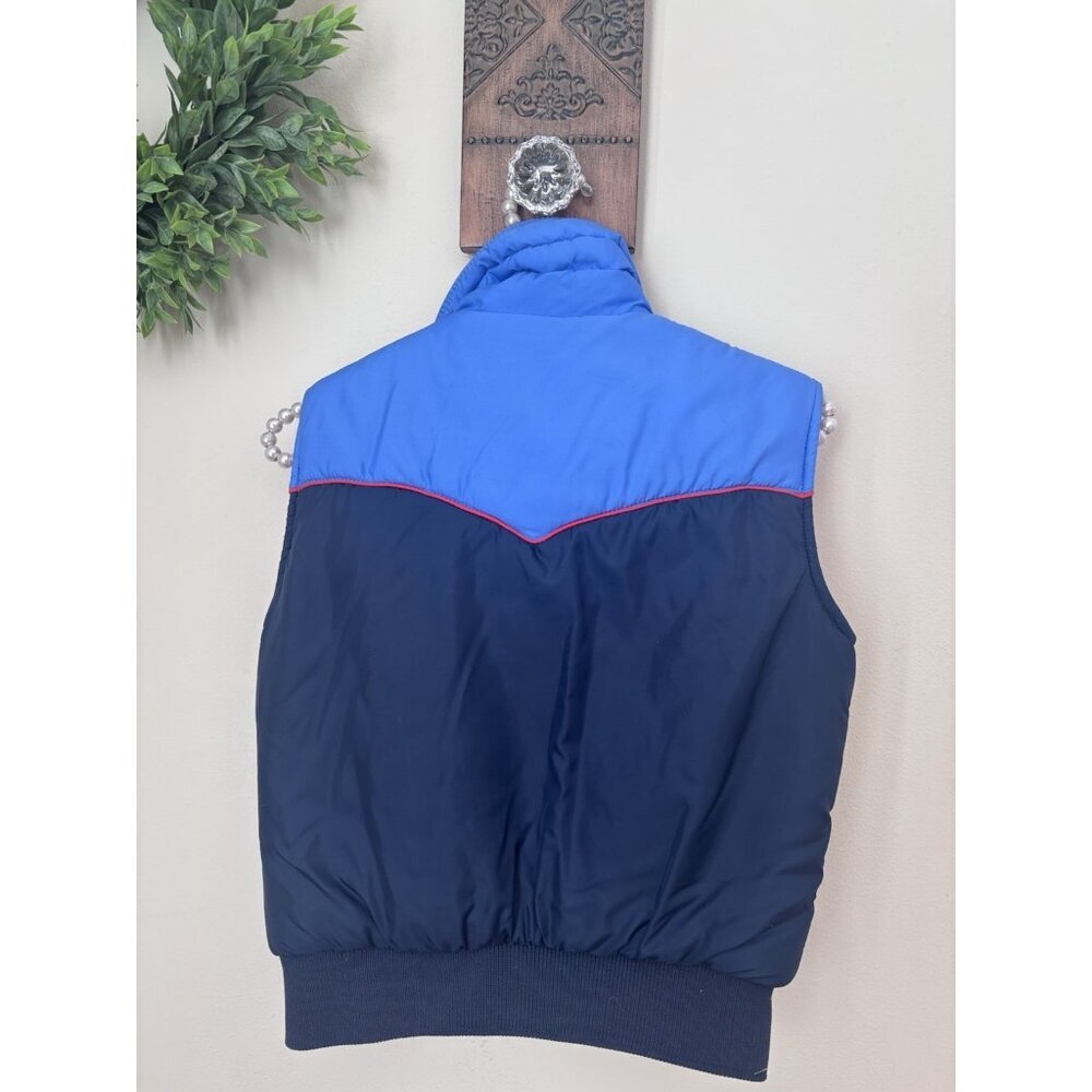Vintage SKYR Juniors Size Large Blue Puffer Vest Full Zip Ski Snow Pockets Retro - Picture 3 of 5